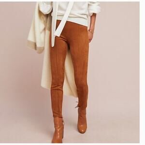 Anthropologie Faux Suede Leggings pants cognac brown Fall western equestrian 31